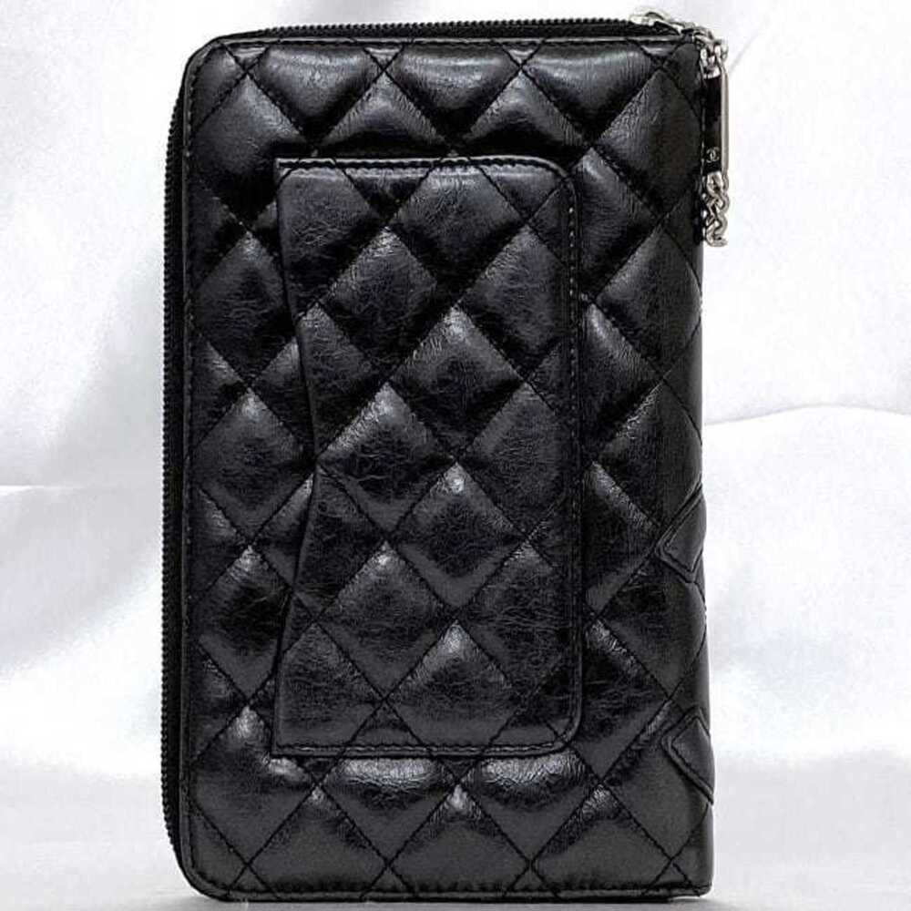 CHANEL Authentic Black Leather Logo Wallet - Picture 4 of 11